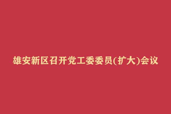 雄安新区召开党工委委员(扩大)会议